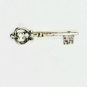 Sterling Silver Vintage Antique Filagree Key Brooch 2”X.75”